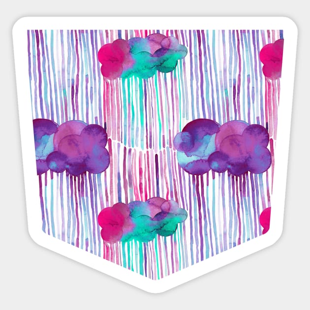 Pocket - RAINING CLOUDS CYAN MAGENTA Sticker by ninoladesign